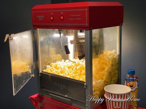 Popcorn Machine Stand Ideas, Popcorn Machine Recipe, Popcorn Popper Recipes, Homemade Movie Theater, Popcorn Ideas, Commercial Popcorn Machine, Theater Popcorn, How To Make Popcorn, Popcorn Cart