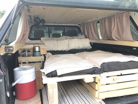 How I built and set up my truck camper for less than $400 – Brett Gaba Camping Truck Bed, Truck Topper Camping, Truck Cap Camping, Pickup Camping, Camping Truck, Pickup Trucks Camping, Camping Setup, Truck Camper Shells, Truck Living