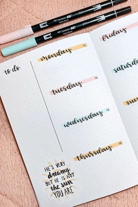 Filofax Diy, April Bullet Journal, Weekly Spread Ideas, Bullet Journal Minimalist, Studera Motivation, Bullet Journal Notes, Bullet Journal Weekly Spread, Bullet Planner, Bullet Journal Mood