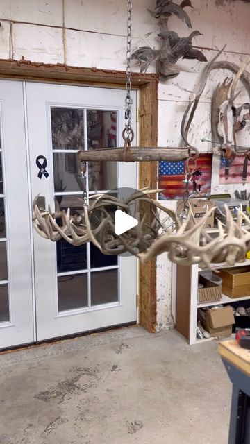 Custom Antler Designs, Nick Jeffries on Instagram: "Yoke light in progress. This is an original design. This one is sold, but it’s 4 foot long made from naturally colored whitetail sheds. Get your orders in today." Elk Antler Decor, Antler Lights, Antler Design, Elk Antlers, White Tail, Deer Antlers, Antlers, Original Design, Original Designs