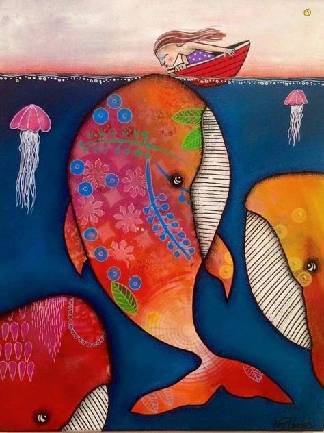 Animal Illustration Art, Posca Art, Whale Art, Elementary Art Projects, Central Saint Martins, Sea Art, Art Drawings For Kids, Naive Art, Fish Art