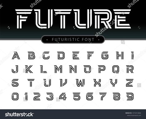 Vector of Futuristic Alphabet Letters and numbers, Future Techno stylized fonts, Inline Letters set for sci-fi, Techno #Ad , #ad, #Future#numbers#stylized#Techno Sci Fi Lettering, Futuristic Alphabet, Space Lettering, Fa Logo, Game Font, Online Scrapbook, Futuristic Fonts, Font Typography, Typography Alphabet