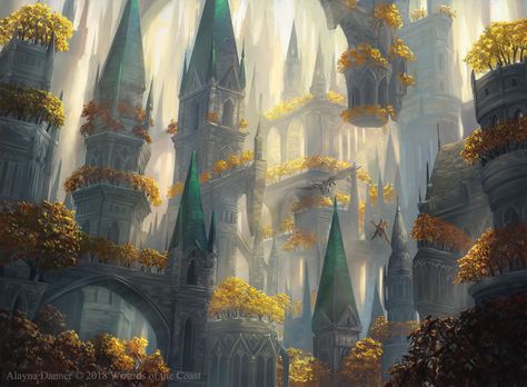 Selesnya Forest for Magic: The Gathering Guilds of Ravnica Guild Kit, Alayna Lemmer-Danner on ArtStation at https://www.artstation.com/artwork/Ww1RG Mtg Art, Rpg Map, Fantasy City, Fantasy Castle, Fantasy Setting, Fantasy Places, Fantasy Art Landscapes, Magic Art, Fantasy Inspiration