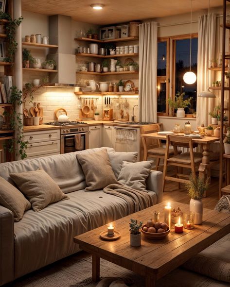 Earthy Living Room, Dream Apartment Decor, Cosy Living Room, Studio Apartment Decorating, Decor Home Living Room, Apartment Inspiration, Cozy Apartment, A Living Room, Dream House Decor