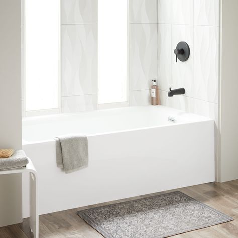 60" Rolfe Acrylic Alcove Tub - White - Alcove Tubs - Bathtubs - Bathroom Alcove Tub, Deep Tub, Wall Alcove, Air Tub, Pedestal Tub, Corner Toilet, White Tub, Console Sink, Acrylic Tub