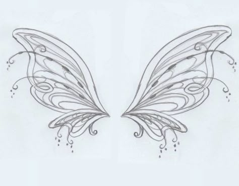 Winx Wings Tattoo, Tattoo Lily Flower, Fairy Wings Outline, Pixie Wings Tattoo, Lower Back Tat, Fairy Wings Tattoo, Tattoo Lily, Fairy Wings Drawing, Flower Fairy Wings