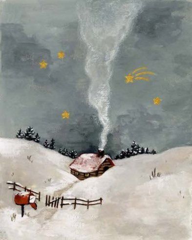 Make a wish | studiosatsch Illustration Wish Illustration, Cozy Illustration, Cozy Winter Cabin, Cottage Illustration, Storybook Art, Winter Illustration, Winter Cabin, Winter Art, Winter Cards