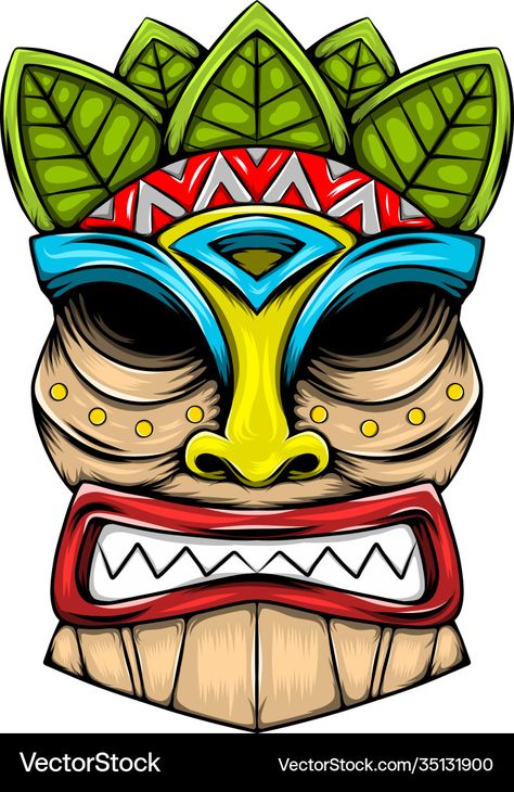 Diy Slingshot, Tiki Man, Crown Decor, Tiki Art, Tiki Mask, Print Outs, Shape Templates, Grade 7, Leaves Vector