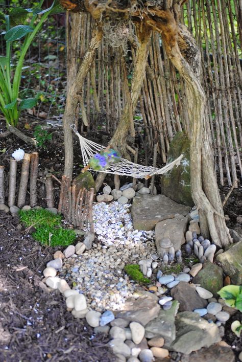 Tree Star Hollow... Fairy Houses Kids, Halloween Fairy Garden, Garden Hammock, Fairy Garden Furniture, The Sisterhood, Fairy Home, Fairy Garden Designs, Fairy Furniture, Faeries Gardens