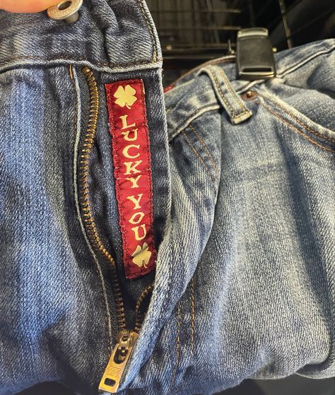 pants Lucky Brand Aesthetic, Low Rise Vintage Jeans, Lucky You Jeans, Ed Hardy Jeans Aesthetic, Fairycore Low Rise Jeans, Masc Girl, Lucky Jeans, Lizzie Hearts, Golden Trio