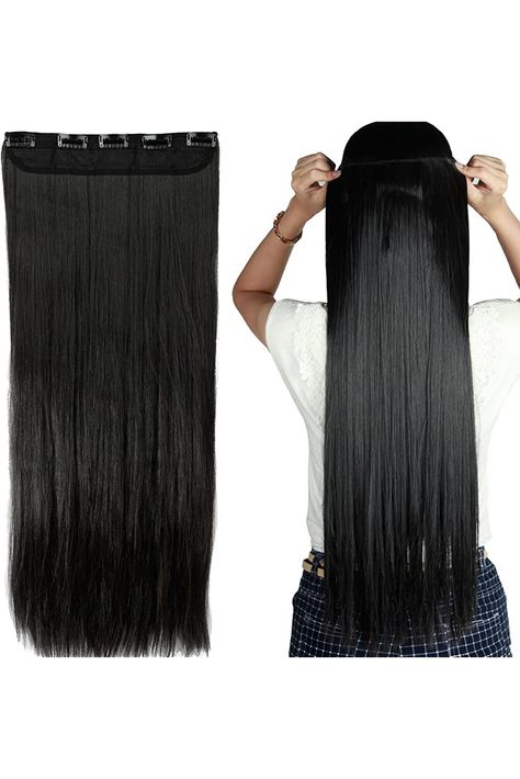 S-noilite Elegant 30&#34;(76cm) Longest Straight Natural Black 3/4 Full Head One Piece 5 Clips Clip in Hair Extensions Anastasia Hair, Wig Ideas For Black Women, One Piece Hair, Clip Hair Extensions, Clip Extensions, Hair Extensions For Black Women, Extensions For Black Women, Clipin Hair Extensions, Hair Extension Shop