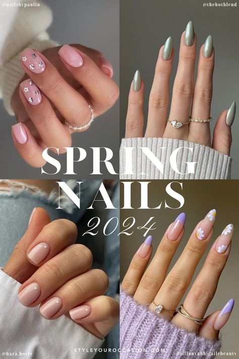 Looking for spring nails inspiration/2024 trends? You’ll love this list of trending yet simple spring nails including cute designs, acrylic, square, almond, and natural short nails. Trendy nail inspo is here for the spring season! Spring Gel Nails Ideas, Simple Spring Nails, April Nails, Nagellack Trends, Nail Color Trends, Spring Nail Trends, Manicure Inspiration, Nude Nail Designs, Cute Spring Nails