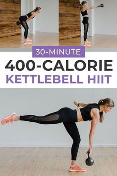 Build strength and burn calories with this 30-Minute KETTLEBELL HIIT Workout! I personally burned over 400 calories in 30 minutes! Don't have a kettlebell? No problem, sub a single heavy dumbbell! This full body workout will challenge every single muscle group you have! Amrap Leg Workout, Kettlebell Amrap, Kettlebell Leg Workout, Kettlebell Hiit Workout, Kettlebell Workouts For Women, Kettlebell Hiit, Bell Workout, Kettle Ball, Kettlebell Workout Routines