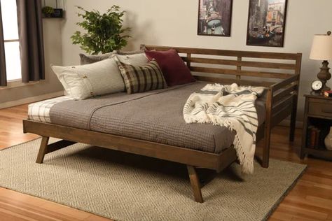 Jasiana Wood Daybed With Pop Up Bed Boho Daybed, Pop Up Trundle Bed, Pop Up Trundle, Trundle Mattress, Wood Daybed, Boho Furniture, Garden Salad, Daybed With Trundle, Rustic Bedding