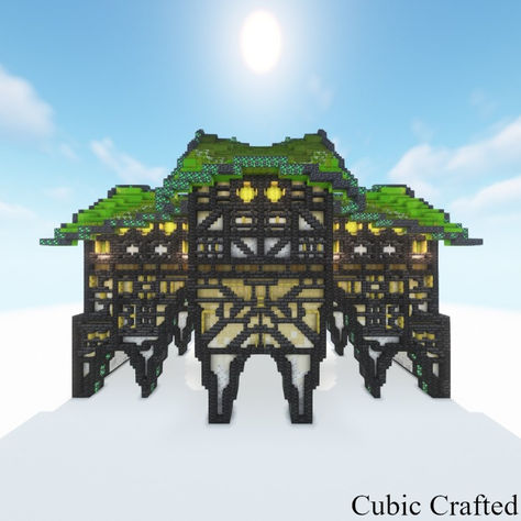 It is a structure with a striking emerald green roof and deep slate frames that add a touch of sturdiness to its design. The windows emit a gentle glow, hinting at the warmth and comfort found within. Minecraft Window, Minecraft Cottage, Green Roof, Emerald Green, Minecraft, Roof, Emerald, Cottage, Green