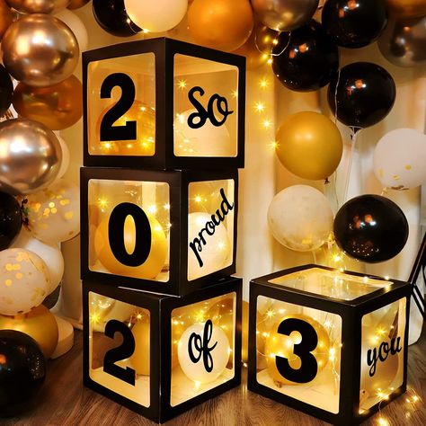 #ad Farewell Decoration Ideas College, Supplies For College, Farewell Decorations, Balloons Graduation, College Graduation Party Decorations, Graduation Table Decorations, 30 Balloons, Graduation Party Decorations, Balloon Box