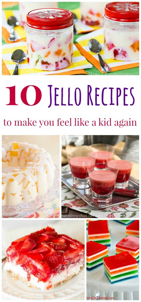 10 Amazing Jello Recipes to Make You Feel Like a Kid Again Pudding Salads, Gummy Recipes, Jello Ideas, Jello Parfait, Jello Deserts, Homemade Jello, Jello Recipe, Jello Salads, Jello Dessert Recipes