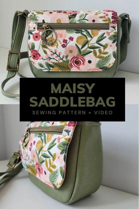 Saddlebag purse sewing pattern. The Maisy Saddlebag purse sewing pattern is a quick and easy bag to sew that you'll want to carry everyday. This classic purse sewing pattern comes with a pdf sewing pattern download and a step by step video sewalong tutorial. Detailed instructions mean even beginners can get a great result with this cute bag sewing pattern. Love that outside flap zipper pocket! SewModernBags Simple Bag Sewing Pattern Free, Sewn Purse Patterns, Diy Carry On Bag, Purses And Bags To Make, Fabric Purses And Bags Diy Free Pattern, Sewingtimes Bag, Hand Bag Sewing Pattern, Sewing A Bag For Beginners, Easy Crossbody Bag Pattern Free