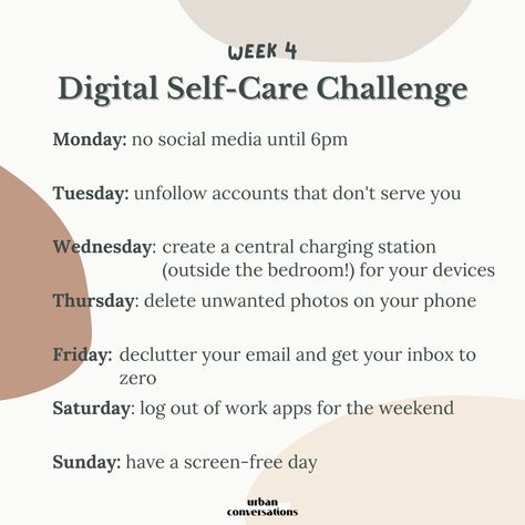 Digital Wellbeing, Wellbeing Quotes, Self Care Challenge, Tech Skills, Life Is What Happens, Challenge Week, Holistic Beauty, Screen Free, Free Day