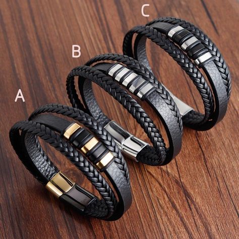 Shop for a variety of leather bracelets from top brands. Find the perfect leather bracelet for your style today! #leatherbracelets #bracelets #fashion https://whispers-in-the-wind.com/discover-the-latest-mens-accessory-trends-for-2024/?mens-multi-layer-gemstone-bracelets Moda Miami, Stainless Steel Bracelet Men, Genuine Leather Bracelet, Buckle Bracelet, Braided Leather Bracelet, Mens Leather Bracelet, Leather Bracelets, Mens Jewelry Bracelet, Braided Bracelets