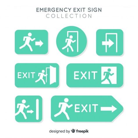 Exit Sign Design, Door Sign Design, Library Signage, Emergency Exit Signs, Pictogram Design, Wayfinding Signage Design, Sign System, Illustrator Design Tutorial, Emergency Evacuation