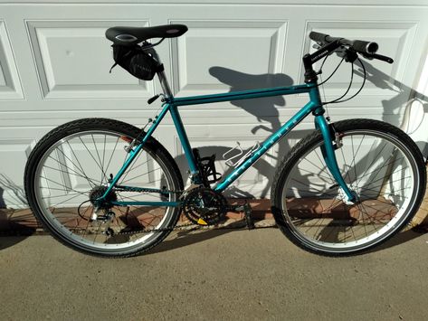 1992 Gary Fisher Tassajara. I have all the original parts except for the handlebar grips. I've swapped out the original wheels for the brutally heavy dute alexrims dm24's with redline hubs and also the saddle. The original Avocet isn't that great. Turns out that I don't hate biopace chainrings. Gary Fisher, Classic Bikes, Saddle, The Original, Bicycle, Bike, Turn Ons, The Originals