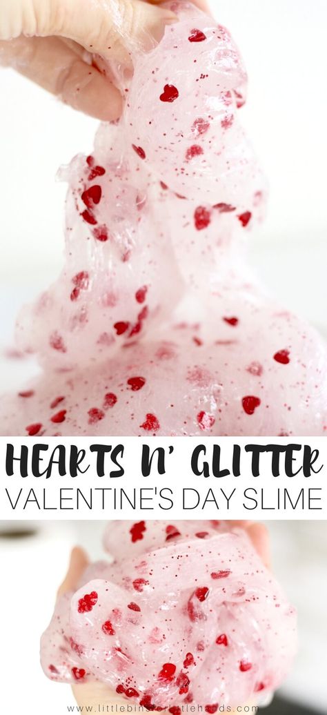 Valentine's Day Heart Slime - Little Bins for Little Hands Slime Science, Kids Slime, Cool Slime Recipes, Homemade Slime Recipe, Slime Ideas, Making Slime, Easy Valentines, Valentinstag Party, Valentines Games