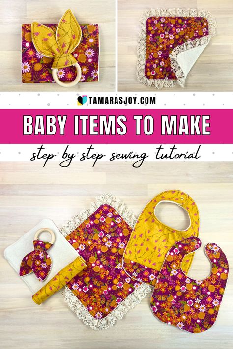 Use this free pdf pattern download to sew up a baby bib, baby blanket, baby bunny ear teether, toddler bib, drool bib and of course a baby burp cloth. Mix and match these sewing projects to make the perfect diy baby gift. Each baby item comes with a step by step video tutorial to walk you through all them steps. These are easy beginner sewing projects. Happy Sewing! Baby Sewing Projects Free, Bibs For Babies Free Pattern, Sew Baby Gift, Baby Bib Pattern Free Printable, Baby Items To Sew, Easy Baby Sewing Projects, Sewing Projects For Babies, Baby Gifts To Sew, Sewing Baby Projects