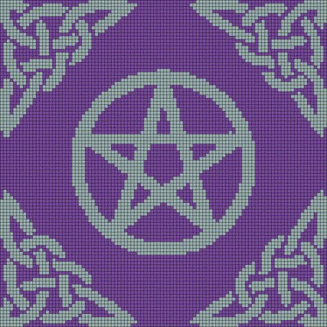 Alpha pattern #136179 | BraceletBook Pentagram Crochet Pattern, Wicca Cross Stitch, Witchy Cross Stitch Patterns Free, Wicca Crochet, Witchy Crochet, Crochet Tarot, Wicca Pentagram, Pagan Cross Stitch, Bracelet Book