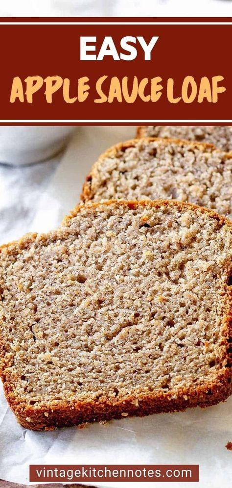 Apple Sauce Loaf, Easy Apple Sauce, Apple Cinnamon Loaf, Applesauce Bread, Morning Toast, Quick Bread Recipe, Applesauce Muffins, Apple Sauce Recipes, Applesauce Cake