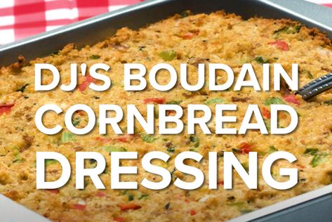 Boudain Cornbread Dressing Dj's Boudain Dressing, Boudin Dressing Recipe, Boudin Casserole, Recipes With Boudin, Seafood Cornbread Dressing Louisiana, Cajun Dressing Thanksgiving, Boudin Casserole Recipe, Seafood Dressing Louisiana, Cajun Dressing Recipe