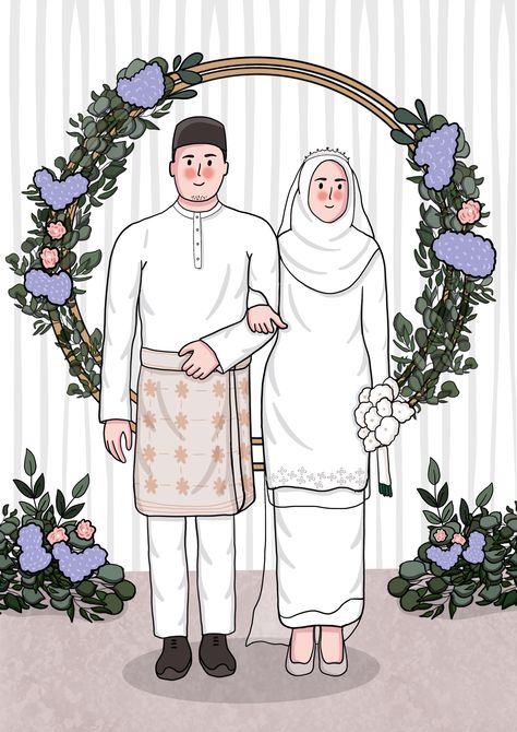 Ideas Illustration, Wedding Drawing, Digital Invitations Wedding, Wedding Simple, Editing Tricks, Board Wedding, Islamic Cartoon, Card Drawing, Photo Editing Tricks