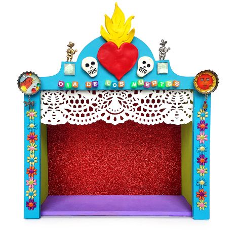 Day of the Dead Art Project - Creativity Connection Mexican Folk Art Decor, Dia De Los Muertos Decorations Ideas, Shrines Art, Mini Altar, Den Mrtvých, Day Of The Dead Art, Mexican Holiday, Mexican Crafts, School Project