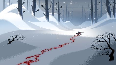 Samurai Jack Background, Scott Wills, Snow Illustration, Background Drawing, Samurai Jack, Cartoon Background, Fantasy Art Landscapes, Animation Background, Visual Development