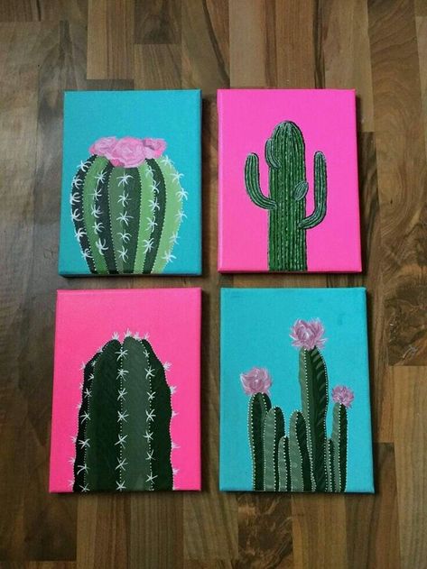 Wall Frame Ideas, Wall Panel Ideas, Cactus Paintings, Panel Ideas, Cactus Painting, Frame Ideas, Simple Canvas Paintings, Cute Canvas Paintings, Easy Canvas Art