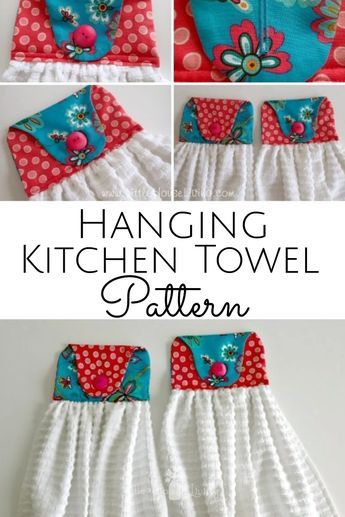 Looking for a simple project that also makes a perfect gift? These Hanging Kitchen Towel Sewing Patterns are easy to sew, easy to customize, and fun to make! #freesewingpattern #handtowel #easysewingproject #hangingkitchentowelpattern #sewyourown #sewingprojects Kitchen Towel Holder Sewing, Kam Snap Hanging Kitchen Towel Diy, How To Sew Hanging Kitchen Towels, Diy Hanging Dish Towel Pattern, Hanging Hand Towel Pattern, Easy Sewing Scrap Projects, Sewing Kitchen Towel Holder, Homemade Kitchen Towels, Quilted Kitchen Towels