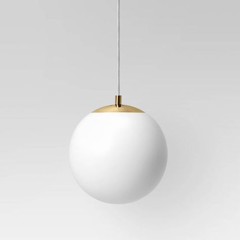 60s Pendant Light, Milk Glass Globe Pendant, Pendant Globe Light, White And Gold Kitchen Pendant Lights, Globe Pendant Lights Over Kitchen Island, White Globe Pendant Light, Mid Century Modern Pendant Lighting, Best Target Finds, Scandinavian Pendant Lighting