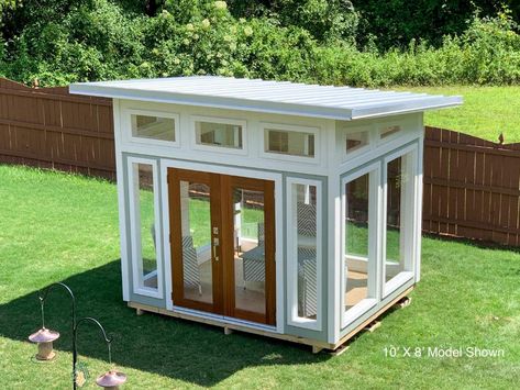 Contemporary Sheds, Backyard Office Shed, Tiny House Kits, Modern Pool House, Container Homes For Sale, Studio Storage, Prefab Container Homes, Office Shed, Transom Window