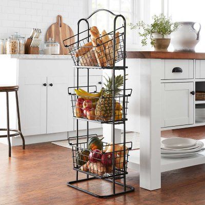 3 Tier Basket Stand, Tiered Basket Stand, Storing Produce, Black Wire Basket, 3 Tier Stand, Tiered Fruit Basket, Basket Stand, Kids Picnic Table, Shelf Baskets Storage