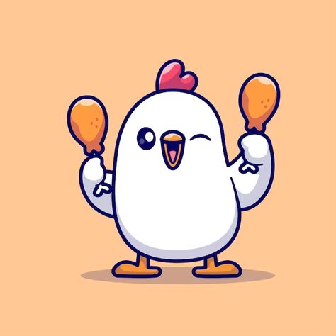 Catalyststuff | Freepik Fried Chicken Cartoon, Cartoons Eating, Chicken Mascot, Chicken Icon, Chicken Cartoon, Chicken Buns, Chicken Vector, Food Logo Design Inspiration, Chicken Drawing