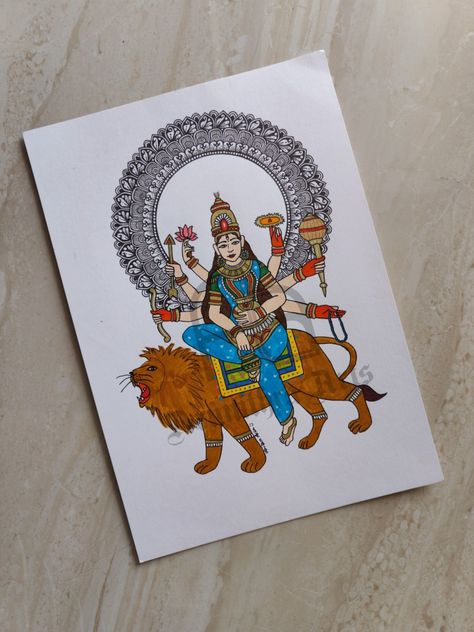 Maa kushmanda 2022💖🙏 Maa Kushmanda Drawing, Durga With Lion, Navratri Drawing, Nava Durga, Maa Kushmanda, Navratri 2024, Nav Durga, God Drawing, Durga Ma