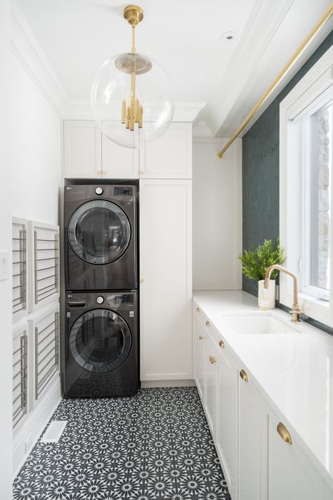 Washer Dryer Laundry Room, Narrow Laundry Room, Lux Decor, Stacked Laundry Room, White Laundry Rooms, Laundry Room Ideas Small Space, Pantry Laundry Room, Laundry Room Lighting, Dream Laundry Room