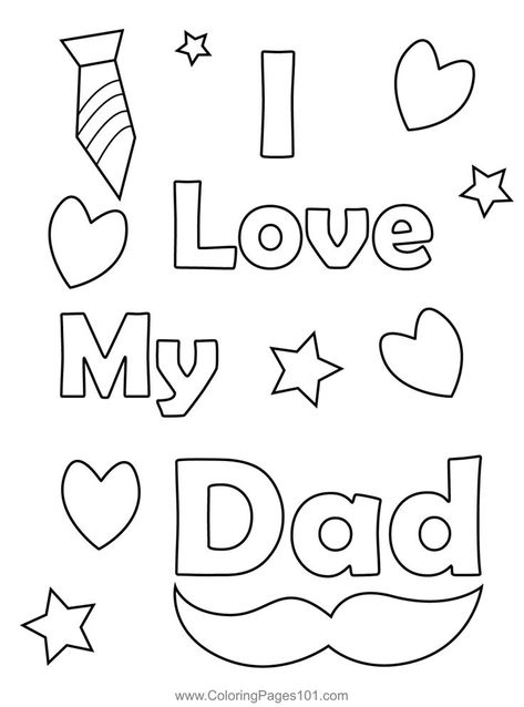 I Love My Dad Coloring Page Dad Coloring Page, Father's Day Drawing, Birthday Present For Dad, Birthday Gift For Father, Dad Drawing, I Love You Lettering, Gift For Dad From Daughter, Dad Printable