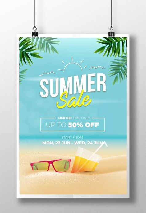 Summer Sale Poster Design, Sunglasses Poster Design, Summer Poster Design, Summer Xmas, Summer Sale Poster, Summer Template, Summer Promotion, Sale Logo, Summer Poster