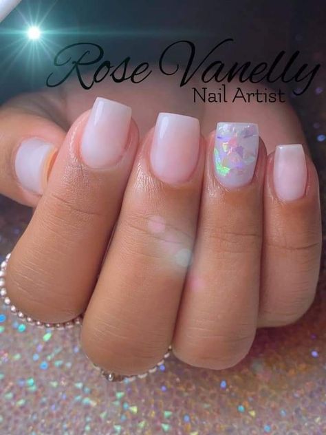 Cute Short Acrylic Nails Square Pink And White, Pink Gel Acrylic Nails Short, Natural Color Acrylic Nails Designs, Short Clear Acrylic Nails With Design, Spring Time Nails Acrylic Square, Short Nails Overlay, Clear Nail Ideas Short, Acrylic On Natural Nails Overlays, Dip Nail Ideas Short