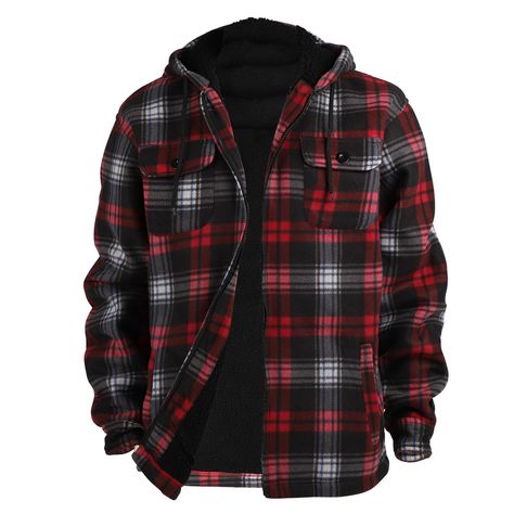 PRICES MAY VARY. 55% Cotton, 45% Polyester Imported Zipper closure Machine Wash 【Thick Material】Shell: 55% Cotton+45% Polyester; Material of Lining: 100% Polyester Fleece lined except the sleeves. 【Heavyweight Hoodie】Thick hoodies for men, Heavyweight blend fleece block out cold and chill. It's warm, without being bulky, and layers well. 【Style Character】Stitching color, Full front zipper, Drawstring hooded for best athletic fit, Two hand-warmer front kangaroo pockets and two chest pocket with b Sherpa Lined Jacket, James Patrick, Flannel Jacket, Sweatshirt Zipper, Shirt Jackets, Man Style, Mens Plaid, Work Jackets, Hoodies For Men