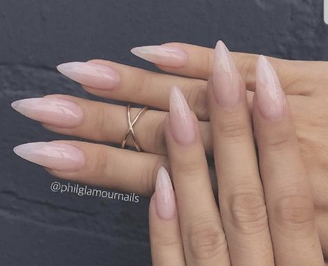 Nails Sheer Pink, Nails Sheer, Dainty Nails, Stilleto Nails Designs, Long Almond Nails, Almond Nails Designs, Almond Acrylic Nails, Neutral Nails, Brown Nails