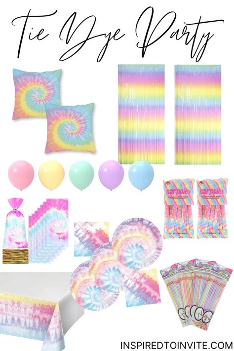 Tie Dye Table Decorations, Tie Dye Birthday Party Decorations, Tie Dye Birthday Party Ideas Decorations, Tie Dye Party Decorations, Tie Dye Birthday Party Ideas, Tie Dye Party Ideas, 12th Birthday Party Ideas, Tie Dye Birthday Party, Colour Party