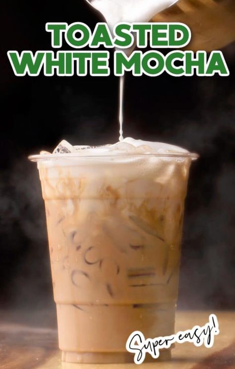 Starbucks Toasted White Mocha Recipe, Toasted White Chocolate Mocha Recipe, Nespresso White Chocolate Mocha, Iced Toasted White Chocolate Mocha, Iced Espresso Drinks At Home, Toasted White Chocolate Mocha Starbucks, White Chocolate Mocha At Home, White Mocha Sauce, White Chocolate Mocha Recipe