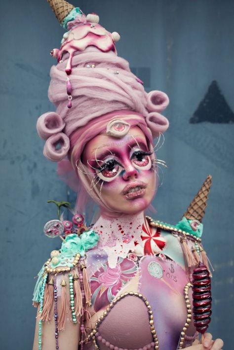 #candymakeup #sweets #pinkaesthetic Candy Photoshoot, Monster Makeup, Candy Makeup, Candy Costumes, Special Effects Makeup, Candy Girl, Sfx Makeup, Clown Makeup, Spring Makeup